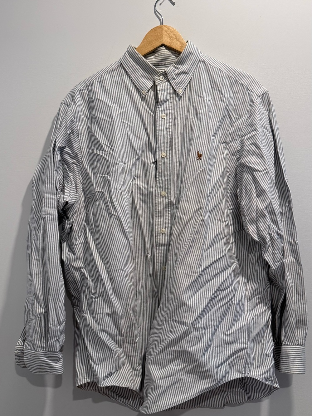 Ralph Lauren White and Blue Striped Button-Down Shirt